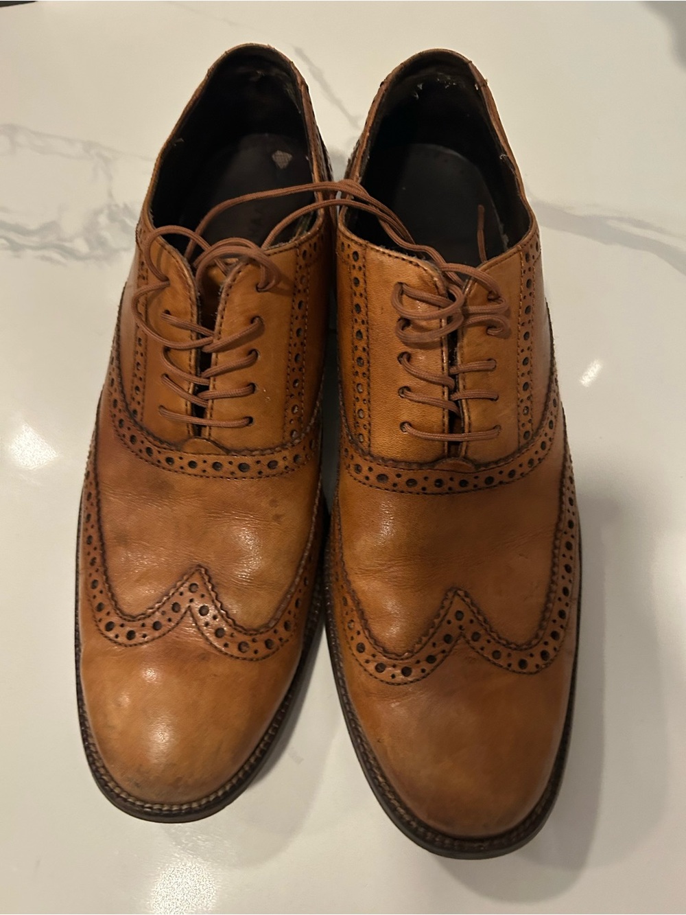 Cole Haan Cognac Leather Wingtip Oxfords